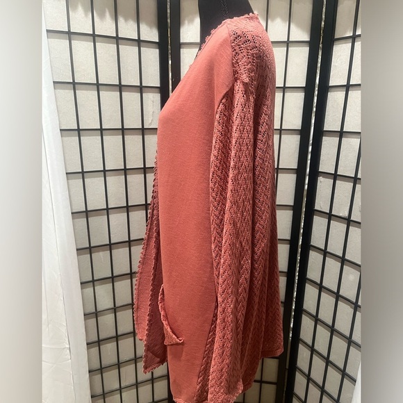 Natural Reflections Rust FRENCH TERRY OPEN FRONT CARDIGAN SIZE M - Picture 11 of 12